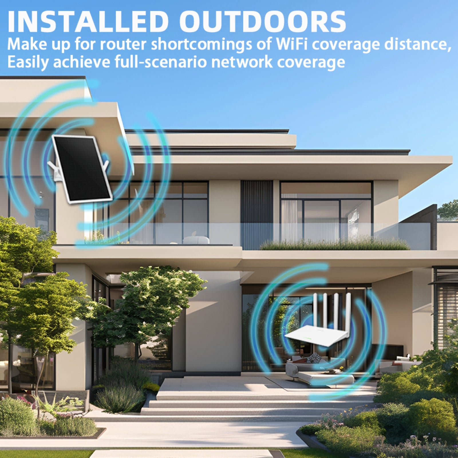 Solar WiFi Repeater 300Mbps 100m Outdoor Extender