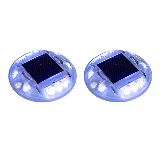 Solar LED Road Stud Blue Light 2 Pack