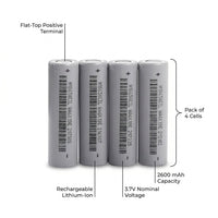 18650 Lithium-ion Rechargeable Battery- 3.7V 2600mAh Pack of 4