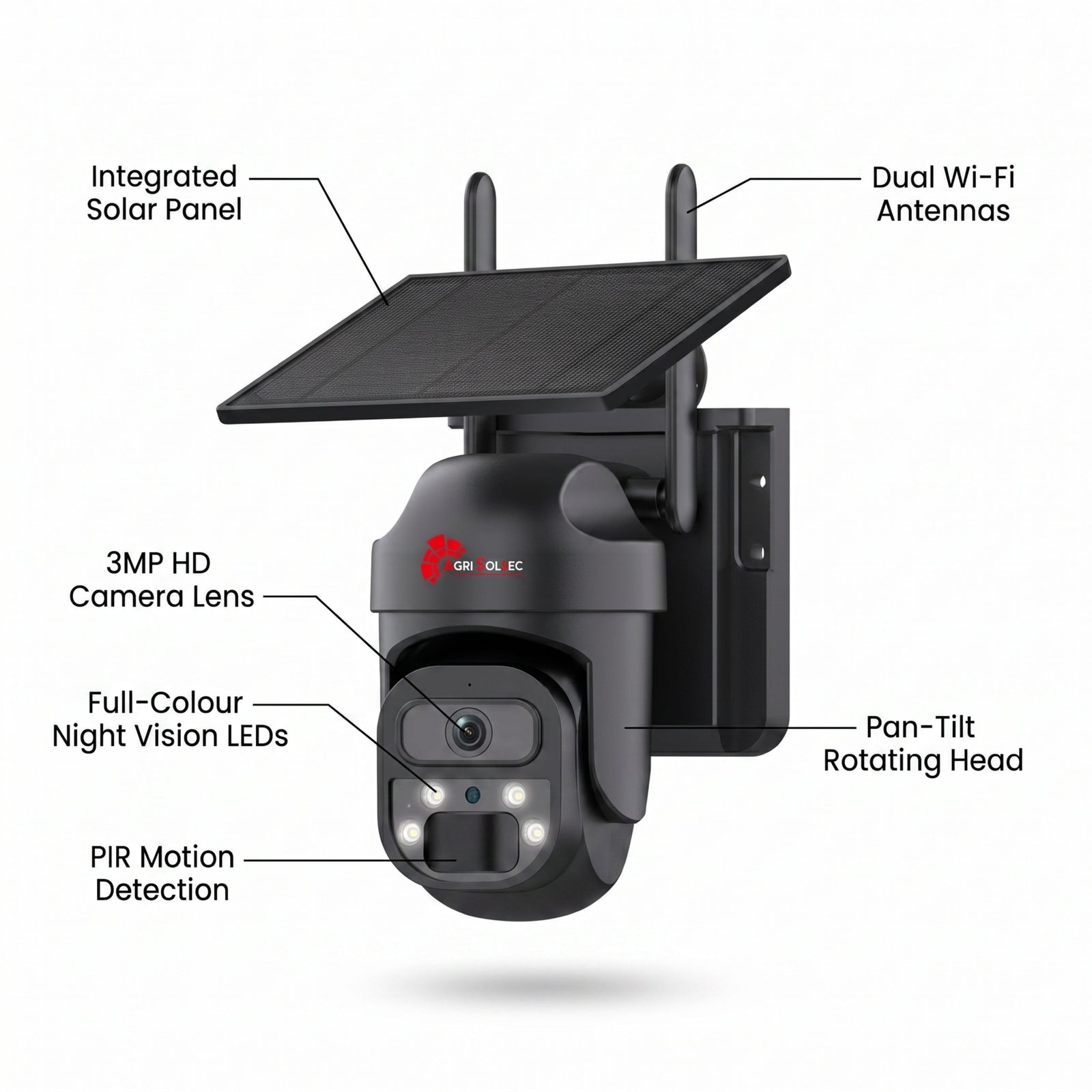 Agri Solsec Mini Lite WiFi Solar PTZ Camera-with Memorycard