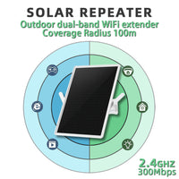 Solar WiFi Repeater 300Mbps 100m Outdoor Extender