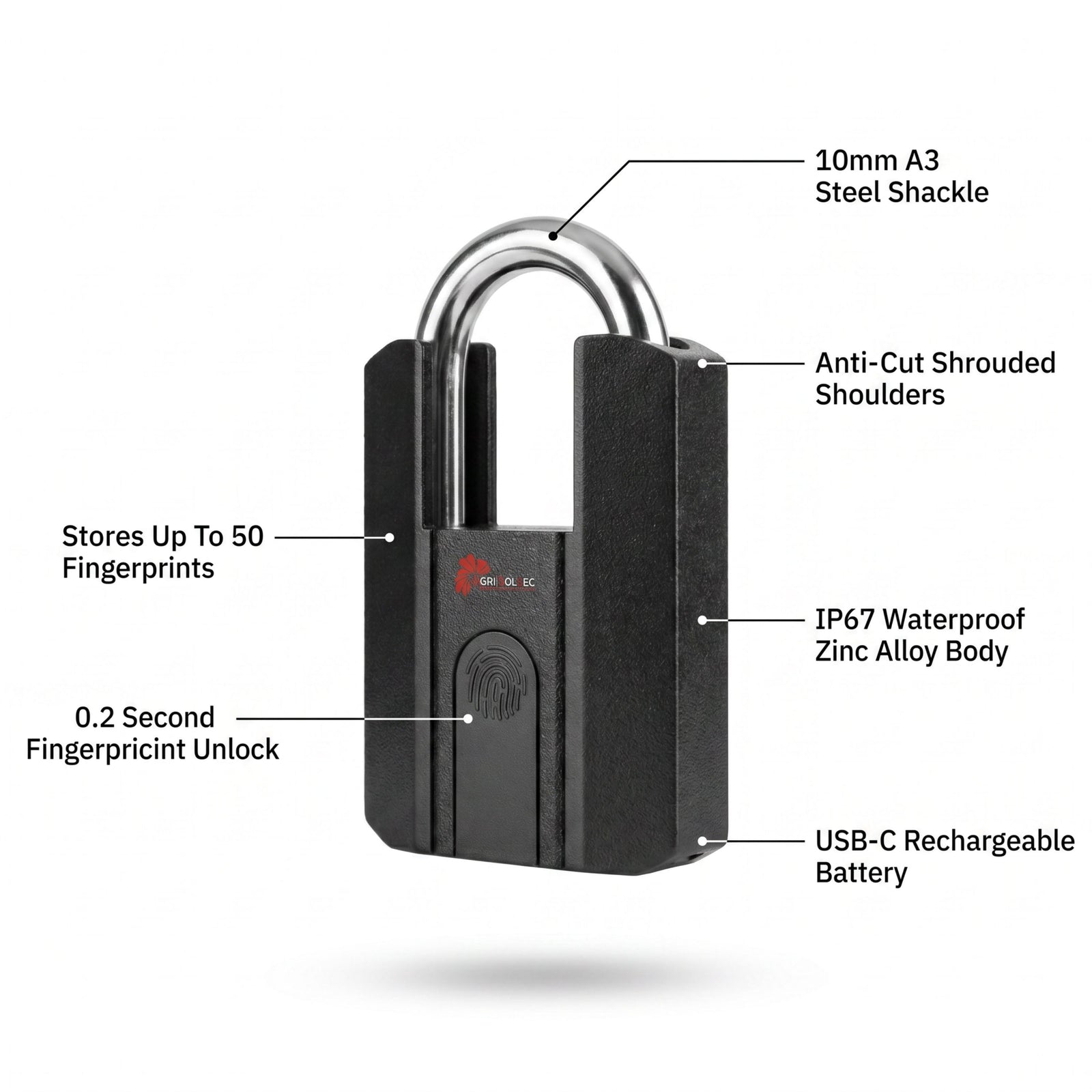 Smart Fingerprint Padlock – Bluetooth, Key, Waterproof Lock | Agri Solsec