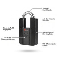 Smart Fingerprint Padlock – Bluetooth, Key, Waterproof Lock | Agri Solsec