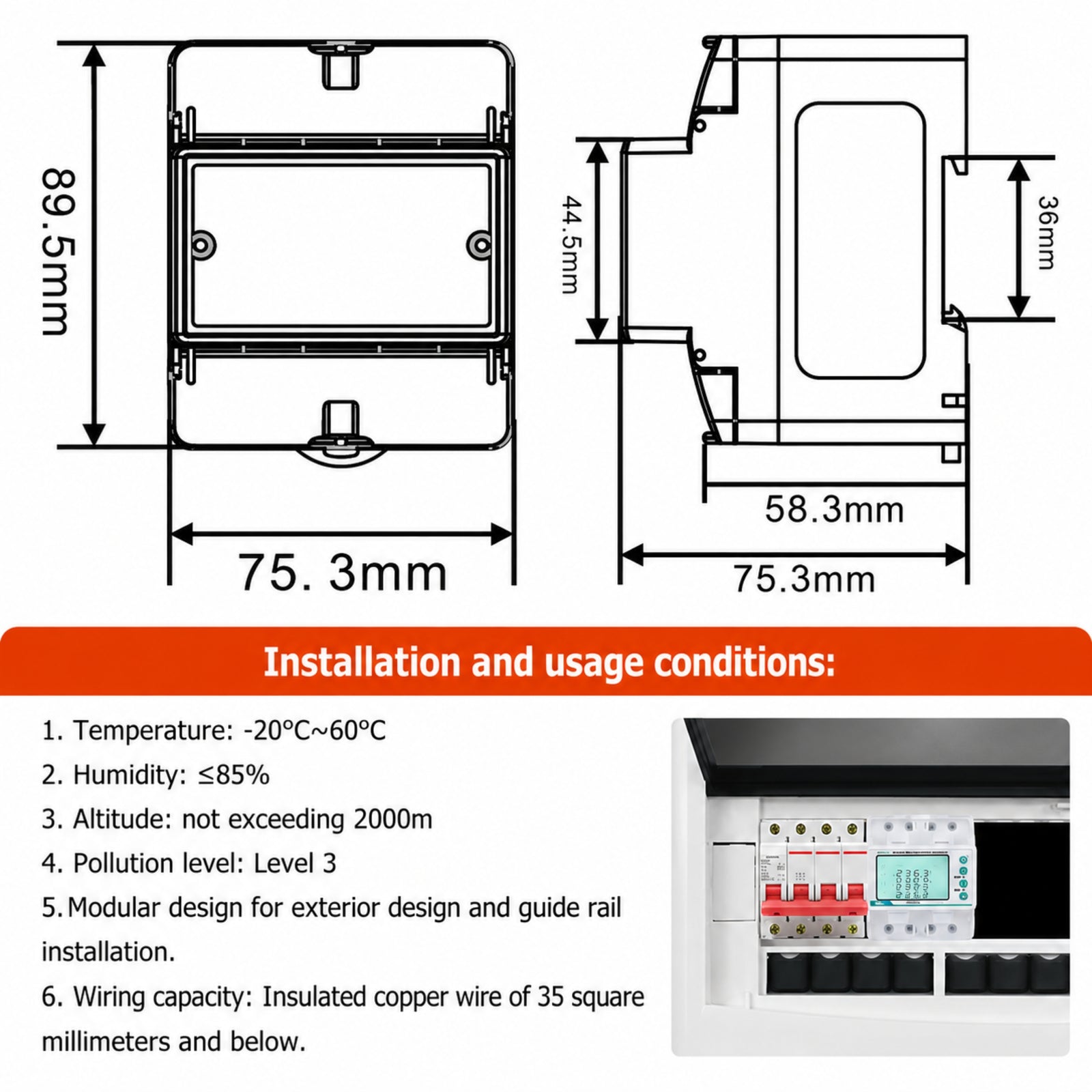 3-Phase 100A WiFi Smart Energy Meter with Solar Monitoring
