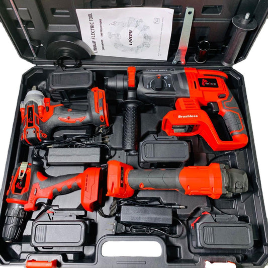 Agri Solsec Heavy-Duty 4-Piece Power Tool Combo Kit with 4AH Battery Power