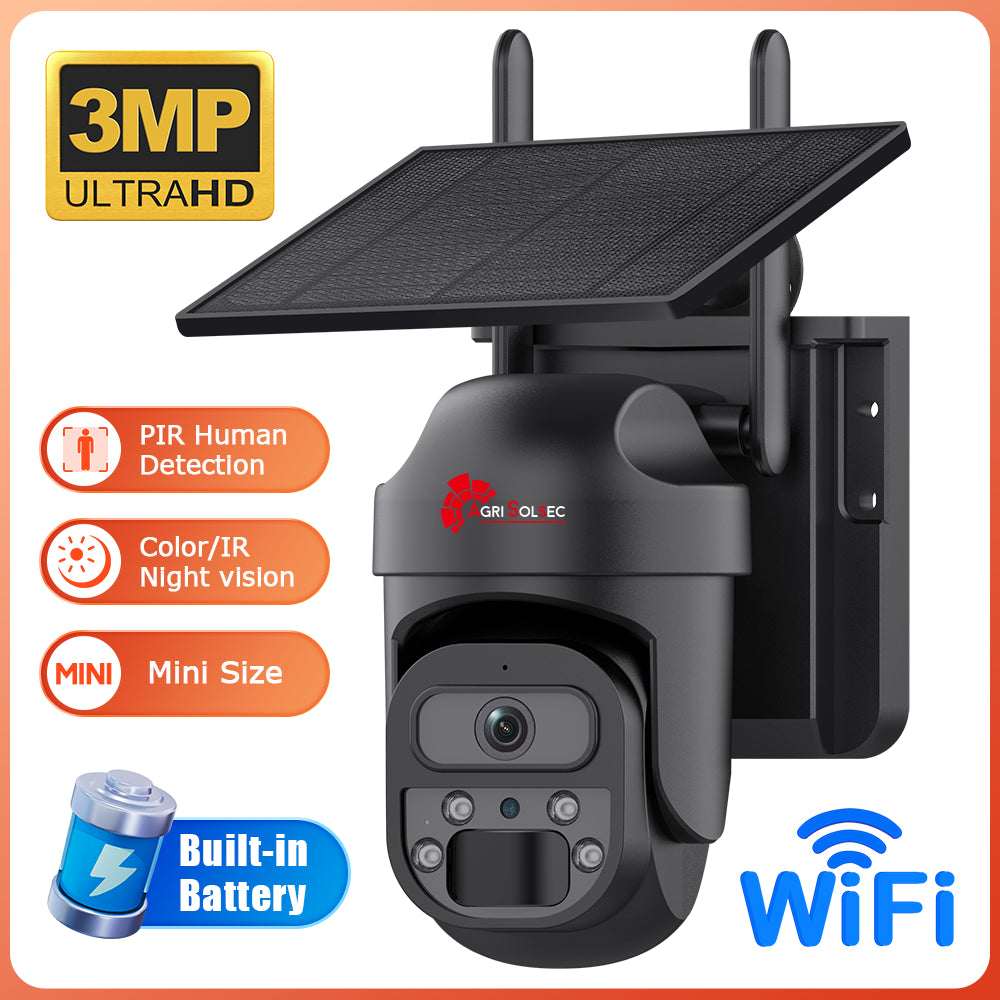 Agri Solsec Mini Lite WiFi Solar PTZ Camera-with Memorycard - Image 2