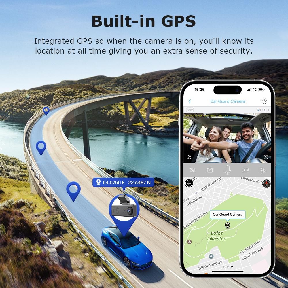 AGRI SOLSEC- 4G GPS Dual View Dash Cam with – SIMCARD and Memory